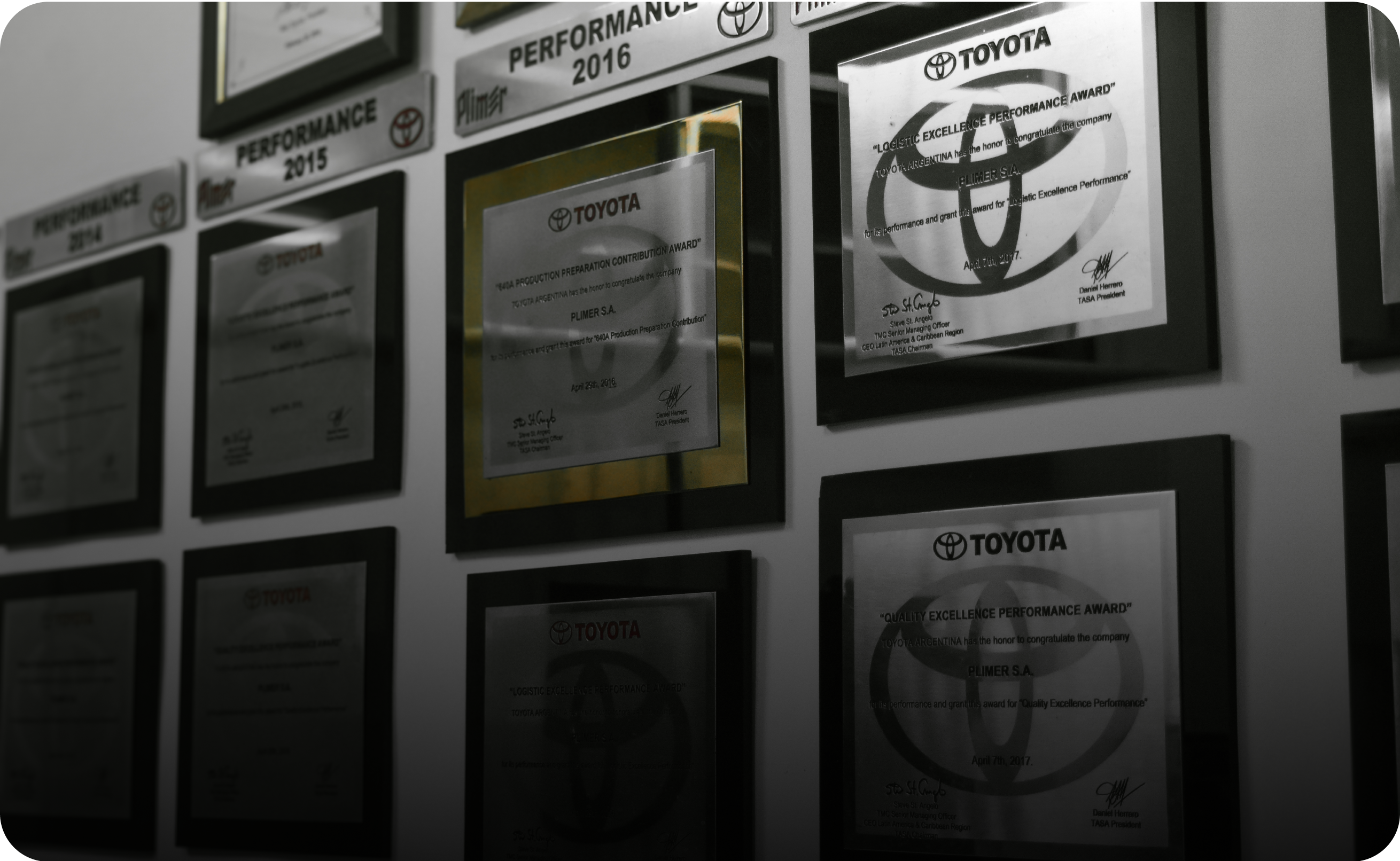Reconocimientos de Toyota a Plimer