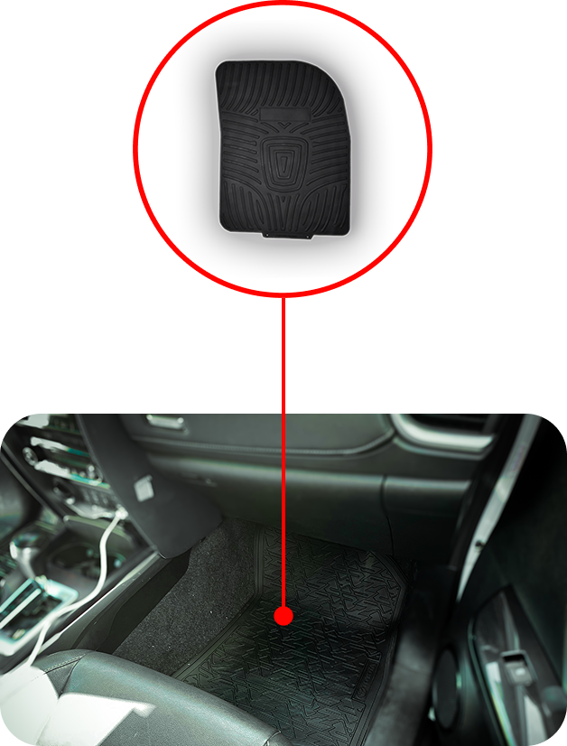 Grafico de alfombra adentro de un auto